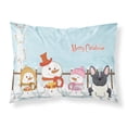 thumbnail image 1 of Merry Christmas Carolers French Bulldog Black White Fabric Standard Pillowcase, 1 of 2