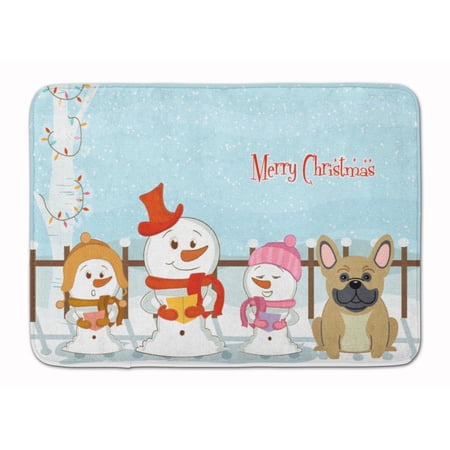 Merry Christmas Carolers French Bulldog Cream Machine Washable Memory Foam Mat