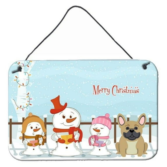 Merry Christmas Carolers French Bulldog Cream Wall or Door Hanging Prints