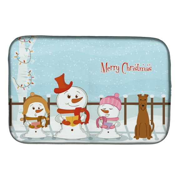 Merry Christmas Carolers Irish Terrier Dish Drying Mat