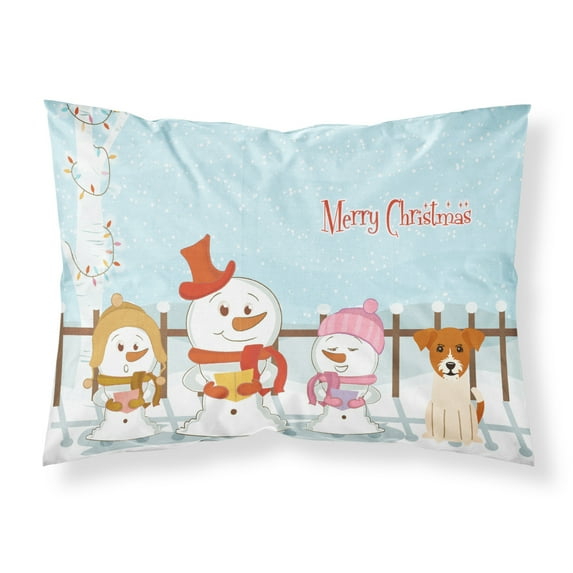 Merry Christmas Carolers Jack Russell Terrier Fabric Standard Pillowcase