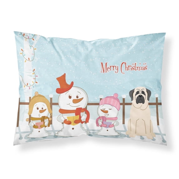 Merry Christmas Carolers Mastiff White Fabric Standard Pillowcase