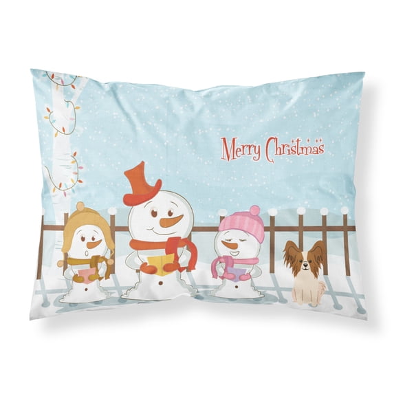 Merry Christmas Carolers Papillon Red White Fabric Standard Pillowcase
