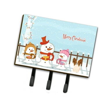Merry Christmas Carolers Papillon Red White Leash or Key Holder