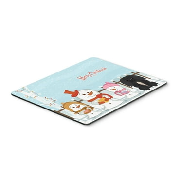 Merry Christmas Carolers Pekingese Black Mouse Pad Hot Pad or Trivet