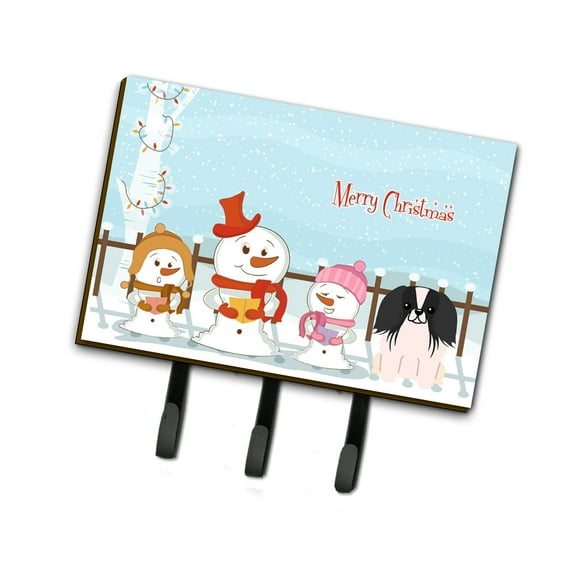 Merry Christmas Carolers Pekingese Black White Leash or Key Holder