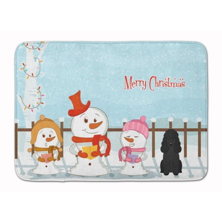 Merry Christmas Carolers Poodle Black Machine Washable Memory Foam Mat