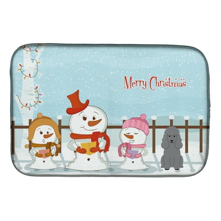 Merry Christmas Carolers Poodle Silver Dish Drying Mat