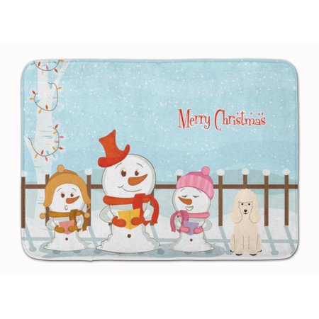 Merry Christmas Carolers Poodle White Machine Washable Memory Foam Mat