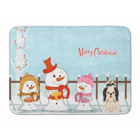 Merry Christmas Carolers Shih Tzu Black White Machine Washable Memory Foam Mat
