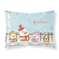 thumbnail image 1 of Merry Christmas Carolers Shih Tzu Red White Fabric Standard Pillowcase, 1 of 2