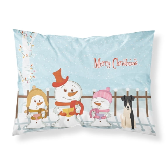Merry Christmas Carolers Smooth Fox Terrier Fabric Standard Pillowcase