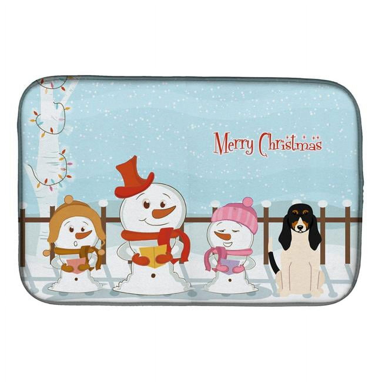 Merry Christmas Carolers Swiss Hound Polyester Drying Mat