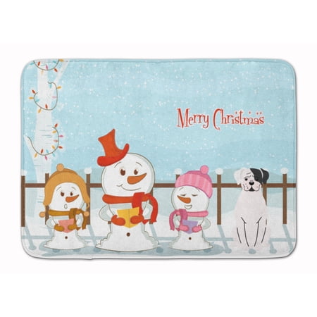 Merry Christmas Carolers White Boxer Cooper Machine Washable Memory Foam Mat