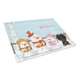 thumbnail image 1 of Merry Christmas Carolers Wire Haired Dachshund Black Tan Glass Cutting Board Large, 1 of 2