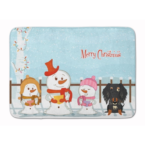 Merry Christmas Carolers Wire Haired Dachshund Dapple Machine Washable Memory Foam Mat