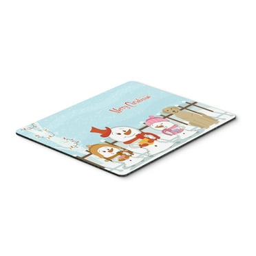 Merry Christmas Carolers Yellow Labrador Mouse Pad Hot Pad or Trivet