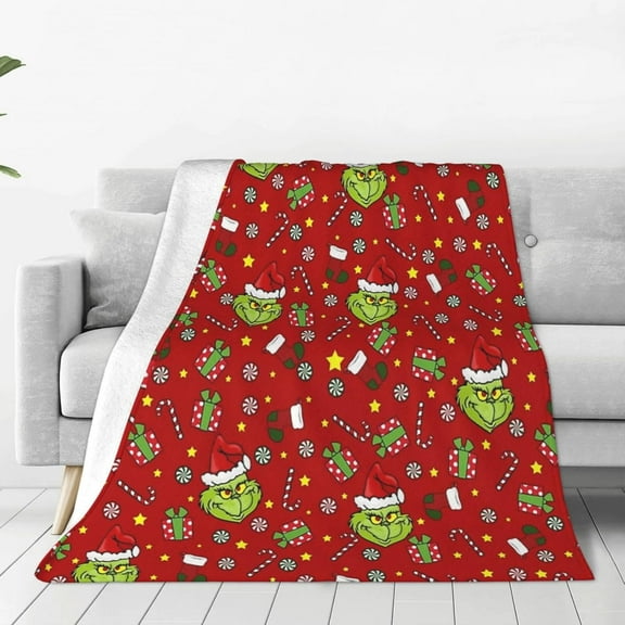Merry Christmas Cartoon Flannel Throw Blanket, Christmas Throw Blanket, Fun, Perfect for Sofa Beds, Living Rooms, Home Decor, Suitable for Kids and Adults (50 * 60in)