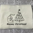 thumbnail image 1 of Merry Christmas Cat Embroidered Unisex T-shirt Sweatshirt Hoodie, Meowy Funny Holiday Shirt, Merry Christmas Cat Shirt, Cat Lover Shirt., 1 of 5