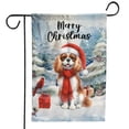 thumbnail image 1 of Merry Christmas Cavalier King Charles Spaniel Enjoys Woofmas Winter Xmas Holiday Garden Flag 12x18in Double Sided Dog Lover Gifts Outdoor Decor - 02022, 1 of 5