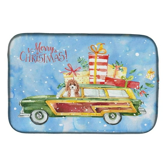 Merry Christmas Cavapoo Dish Drying Mat