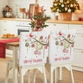 thumbnail image 1 of Merry Christmas Chair Back Covers Set of 8, Winter Floral Bird on Blooming Tree Red Green Stretch Dining Chair Back Slipcovers Removable Seat Cover for Kitchen Restaurant Hotel Cafe, 1 of 9