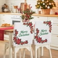thumbnail image 1 of Merry Christmas Chair Covers Set of 1 Poinsettia Red Floral Green Leaf Winter Chair Back Covers Stretch Removable Washable Slipcovers Protector for Dining Room Kitchen Party Decor, 1 of 5