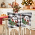 thumbnail image 1 of Merry Christmas Chair Covers Set of 1 Red Bird Berry Green Leaf Black Plaid Chair Back Covers Stretch Removable Washable Slipcovers Protector for Dining Room Kitchen Party Decor, 1 of 5