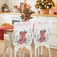 thumbnail image 1 of Merry Christmas Chair Covers Set of 1 Red Western Boots Botanical Leaves Poinsettia Chair Back Covers Stretch Removable Washable Slipcovers Protector for Dining Room Kitchen Party Decor, 1 of 5