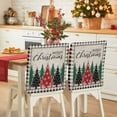 thumbnail image 1 of Merry Christmas Chair Covers Set of 6 Christmas Tree Winter Snowflake Retro Plaid Chair Back Covers Stretch Removable Washable Slipcovers Protector for Dining Room Kitchen Party Decor, 1 of 5