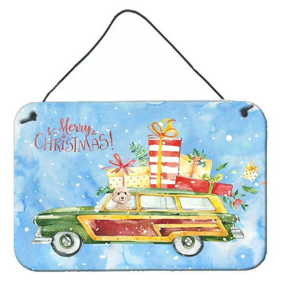 Merry Christmas Champagne Cockapoo Wall or Door Hanging Prints