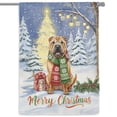 thumbnail image 1 of Merry Christmas Chinese Shar-Pei Snowy Winter with Gifts Tree Decorations House Flag 28x40in Double Sided Dog Lover Outdoor Decor - 12020, 1 of 5