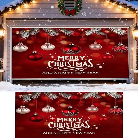The Merry Christmas Christmas The Background Christmas Party Santa Photography Christmas Garage Door Background Party Decoration 7 * 16 Ft! Flags_ Banners & Accessories Home Decor
