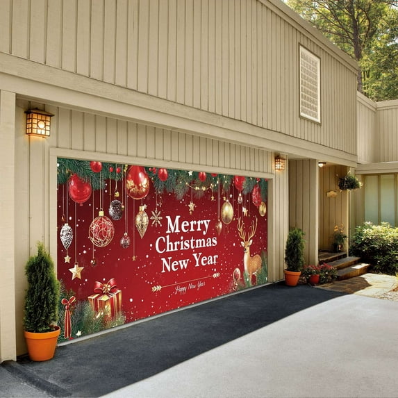 The Merry Christmas Christmas The Background Christmas Party Santa Photography Christmas Garage Door Background Party Decoration 7 * 16 Ft! Flags_ Banners & Accessories Home Decor