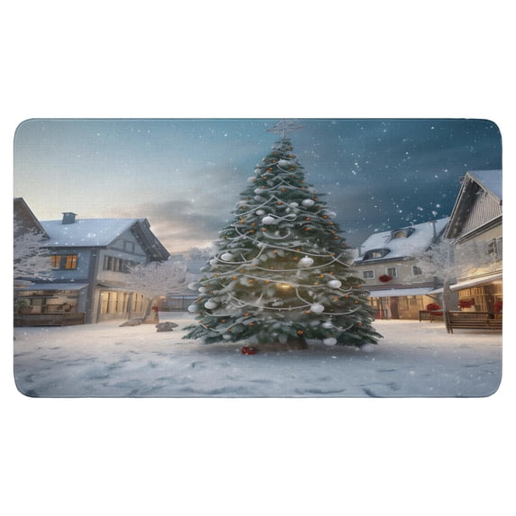 Merry Christmas Christmas Tree Linen Nonslip Floor Mat, Entryway Doormat Durable Low-Profile Mat Home Decor, Throw Rugs Washable Kitchen Bathroom Laundry Bedroom Living Room Door Mat 30x17in