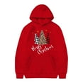 thumbnail image 1 of Merry Christmas Christmas Trees Xmas Boys & Girls Pullover Hoodie Red 8-9 Years, 1 of 4