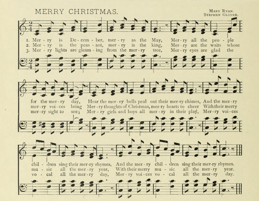 Merry Christmas Christmas in Song 1891 Canvas Art -  (24 x 36)
