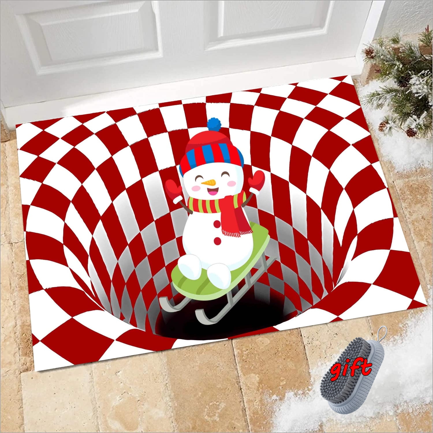 Merry Christmas Claus Snowman Elk Rug Outdoor Rugs Washable Indoor