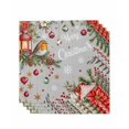 thumbnail image 1 of Merry Christmas Cloth Napkins Set of 4 Reusable Dinner Napkins, Poinsettia Xmas Tree Snowflake Winter Cocktail Napkin Washable Table Napkins for Wedding/Holiday Party/Baby Shower 20"x20", 1 of 7