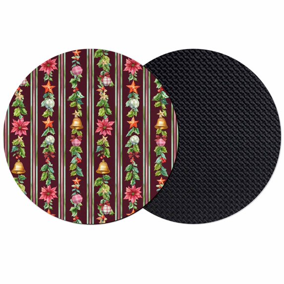 Merry Christmas Coasters Set of 2, Absorbent Coasters for Drinks, Poinsettia Flower Xmas Leaves Bell New Year Coaster for Desk Coffee Table Protection, Home Decor House Warming Gifts 4"