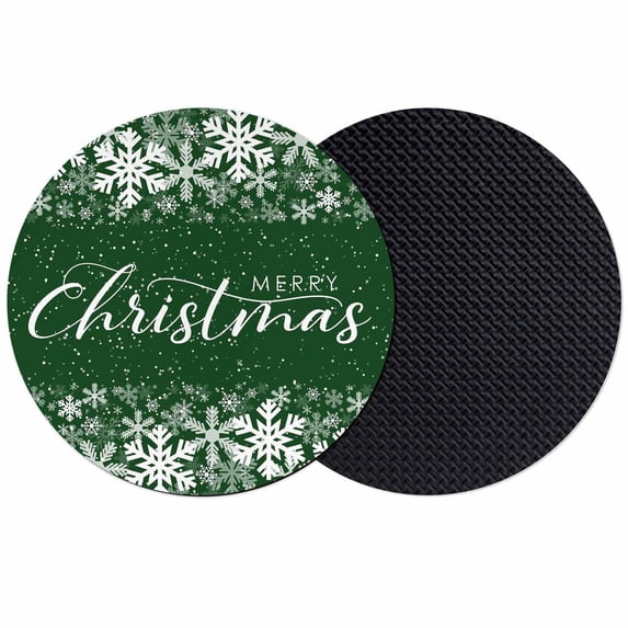 Merry Christmas Coasters Set of 2, Absorbent Coasters for Drinks, Winter Snowflake Xmas Aesthetic Green Coaster for Desk Coffee Table Protection, Home Decor House Warming Gifts 4"
