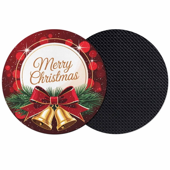 Merry Christmas Coasters Set of 2, Absorbent Coasters for Drinks, Winter Xmas Pine Needle Sparkle Bells Coaster for Desk Coffee Table Protection, Home Decor House Warming Gifts 4"