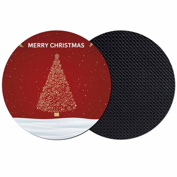Merry Christmas Coasters Set of 2, Absorbent Coasters for Drinks, Xmas Pine Trees Snow Snowflakes Red Coaster for Desk Coffee Table Protection, Home Decor House Warming Gifts 4"