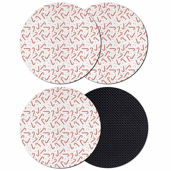 Merry Christmas Coasters Set of 4, Absorbent Coasters for Drinks, Candy Cane Cartoon Xmas Holiday Coaster for Desk Coffee Table Protection, Home Decor House Warming Gifts 4"