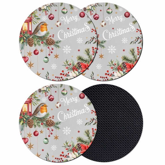 Merry Christmas Coasters Set of 4, Absorbent Coasters for Drinks, Poinsettia Xmas Tree Snowflake Winter Coaster for Desk Coffee Table Protection, Home Decor House Warming Gifts 4"