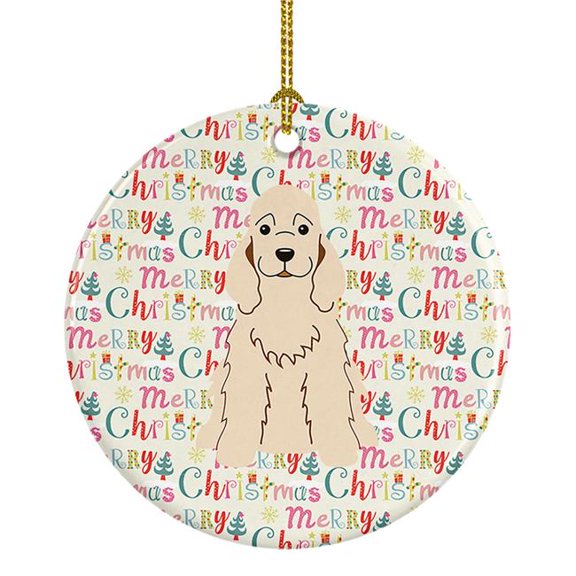 Merry Christmas Cocker Spaniel Buff Ceramic Ornament 2.8 in x 2.8 in