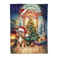 thumbnail image 1 of Merry Christmas Cocker Spaniel Santa Hat Xmas Tree Winter Holiday Cozy Fleece Blanket Cockers Dog Lover Gifts Warm Soft Throw Blanket - 01013, 1 of 5