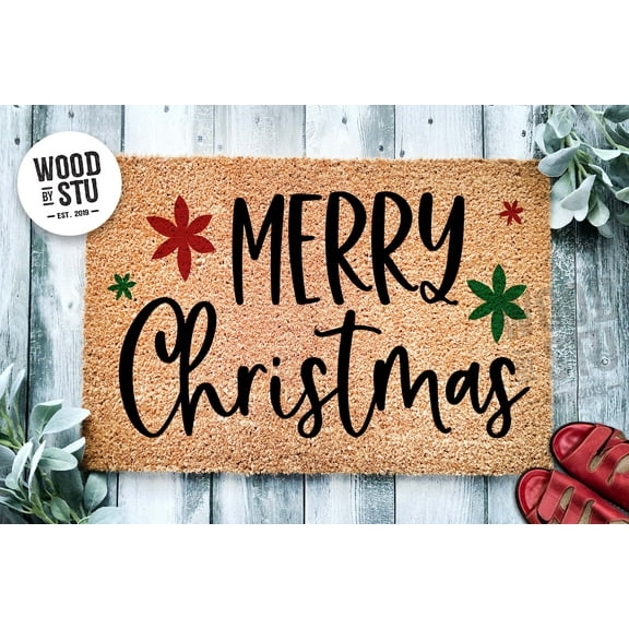 Merry Christmas Coir Doormat, 15.7" x 23.6", Non-Slip
