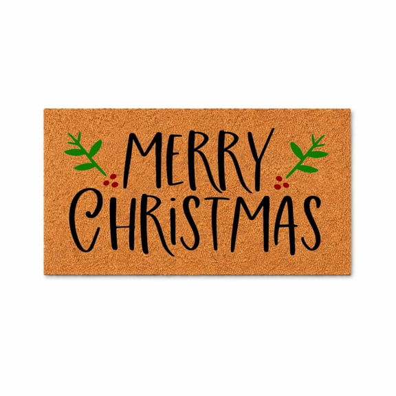 Merry Christmas Coir Doormat, 15.7" x 30", Non-Slip