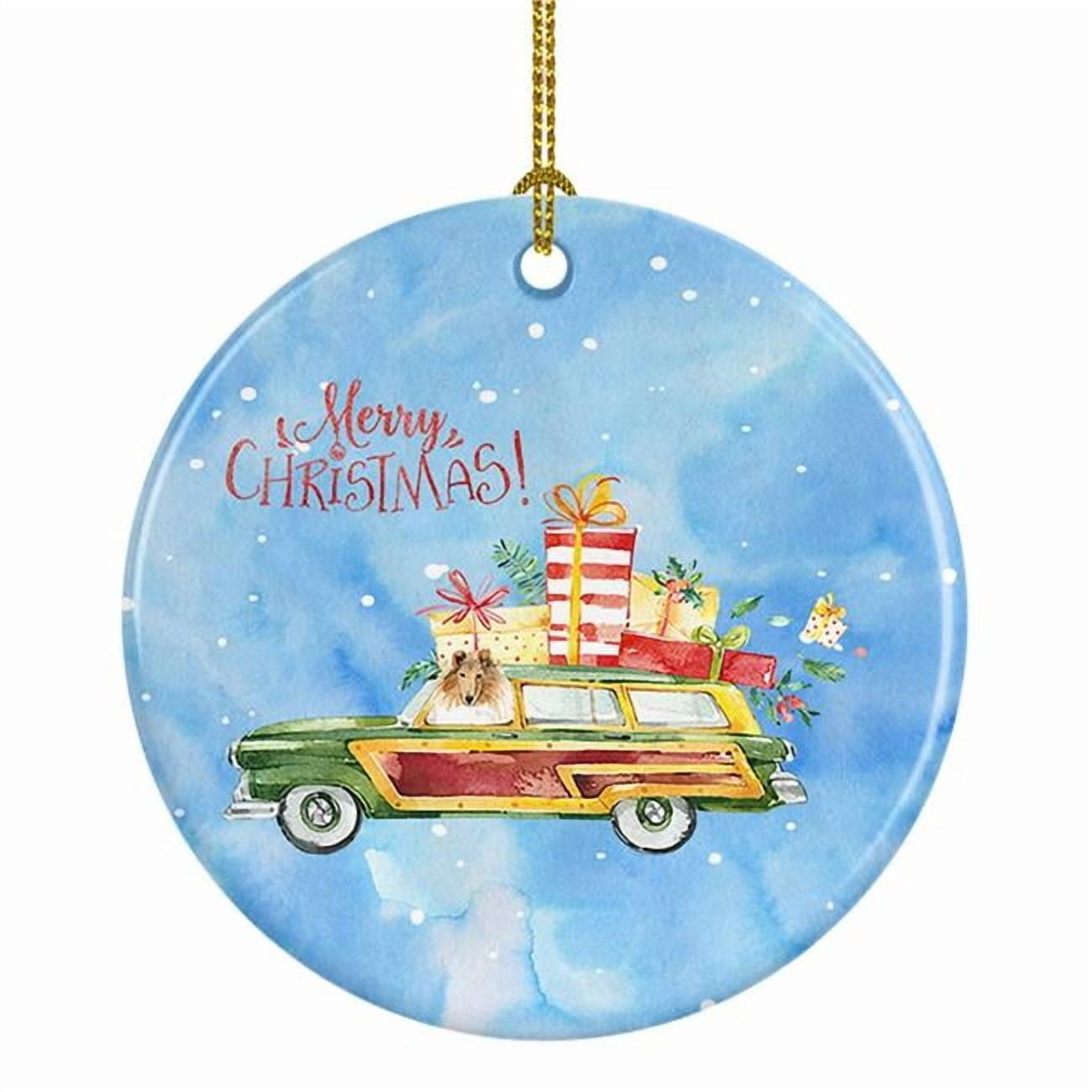 Merry Christmas Collie Ceramic Ornament 2.8 in x 2.8 in